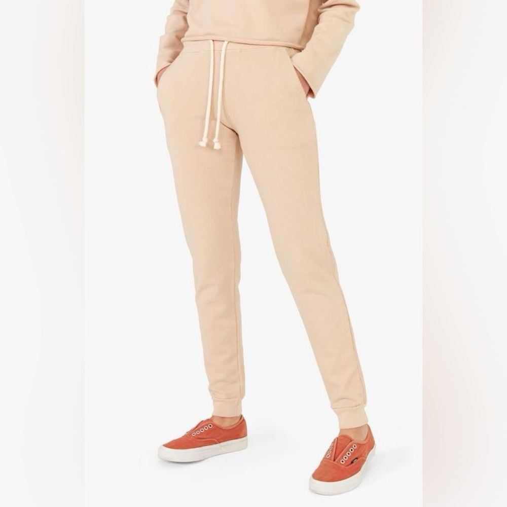 MATE the Label| Cream Organic Cotton Drawstring Joggers/Track Pants Sz S